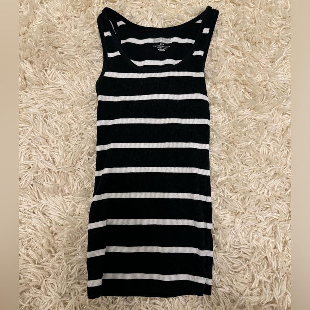 Black and White Racerback Striped Tank